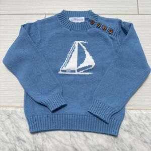 Blue and White Cotton Sailboat sweater